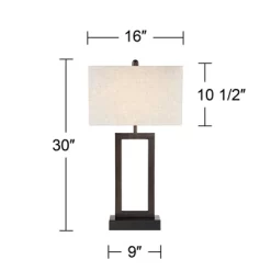 360 Lighting Todd Modern Table Lamp 30" Tall Bronze Rectangular With USB And AC Power Outlet In Base Oatmeal Fabric Shade For Living Room Office House 12 360 Lighting Todd Modern Table Lamp 30" Tall Bronze Rectangular With USB And AC Power Outlet In Base Oatmeal Fabric Shade For Living Room Office House -Art Wall Deals Store GUEST 7428ba3e 3945 46e9 95d1 1a8b4edccb51