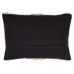 Saro Lifestyle Pom Pom Stripe Pillow - Poly Filled, 14"x23" Oblong, Black