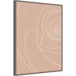 22" X 30" Blush Flowers III By Sarah Leonard Framed Canvas Wall Art Gray Wash - Amanti Art