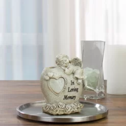 Northlight 6.5" Religious "In Loving Memory" Sleeping Angel Bereavement Outdoor Patio Garden Statue - Gray