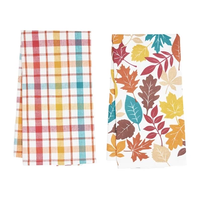 C&F Home Fall Leaves & Plaid Printed & Woven Kitchen Towel Set Of 2 2 C&F Home Fall Leaves & Plaid Printed & Woven Kitchen Towel Set Of 2 - Image 2