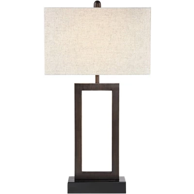 360 Lighting Todd Modern Table Lamp 30" Tall Bronze Rectangular With USB And AC Power Outlet In Base Oatmeal Fabric Shade For Living Room Office House 8 360 Lighting Todd Modern Table Lamp 30" Tall Bronze Rectangular With USB And AC Power Outlet In Base Oatmeal Fabric Shade For Living Room Office House - Image 8