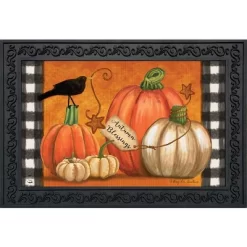 Briarwood Lane Rustic Pumpkins Fall Doormat Primitive Crow Indoor / Outdoor 30" X 18"
