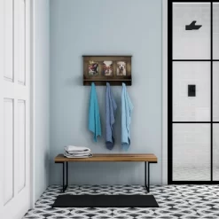 Wall Shelf And Picture Collage With Ledge And 3 Hanging Hooks- Photo Frame Decor Shelving With Rustic Wood Look, Holds 4x6 Pictures By Hastings Home -Art Wall Deals Store GUEST 8cd1531b 5f3d 41b8 92d1 892621ced409