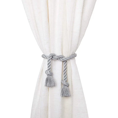 Okuna Outpost 4 Pack Gray Cotton Window Curtain Tiebacks Tie Backs, Rope Holdbacks Holder For Drapes, Home Decor, 29 In 2 Okuna Outpost 4 Pack Gray Cotton Window Curtain Tiebacks Tie Backs, Rope Holdbacks Holder For Drapes, Home Decor, 29 In - Image 2