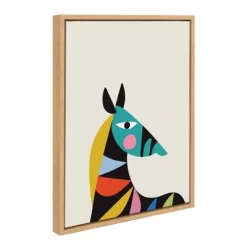 18" X 24" Sylvie Mid Century Modern Baby Zebra Framed Canvas Wall Art By Rachel Lee Natural - Kate And Laurel