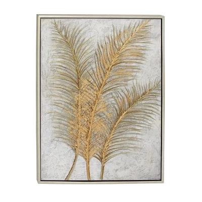 Canvas Leaf Framed Wall Art With Silver Frame Gold - CosmoLiving By Cosmopolitan 7 Canvas Leaf Framed Wall Art With Silver Frame Gold - CosmoLiving By Cosmopolitan - Image 7