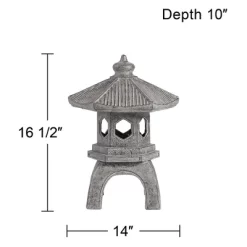 John Timberland Pagoda Statue Sculpture Garden Decor Indoor Outdoor Front Porch Patio Yard Outside Home Balcony Old Faux Stone Finish 16 1/2" Tall -Art Wall Deals Store GUEST 9ec803a3 e9e6 4196 926f db9f31e660fd