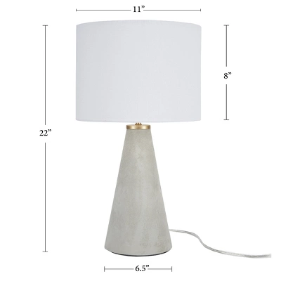 22" Modern Light Grey Cement Table Lamp - Nourison 5 22" Modern Light Grey Cement Table Lamp - Nourison - Image 5