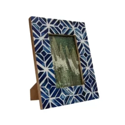 4x6 Inches Blue Wood, Resin & Glass Photo Frame - Foreside Home & Garden