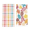 C&F Home Fall Leaves & Plaid Printed & Woven Kitchen Towel Set Of 2