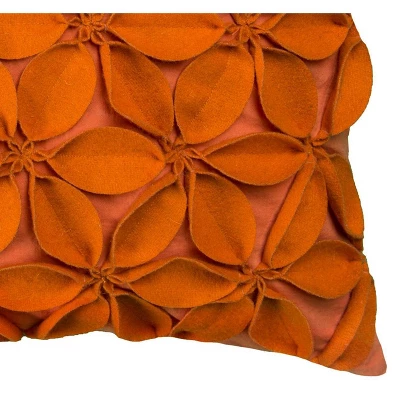 18"x18" Leaves Square Throw Pillow Orange - Rizzy Home 2 18"x18" Leaves Square Throw Pillow Orange - Rizzy Home - Image 2