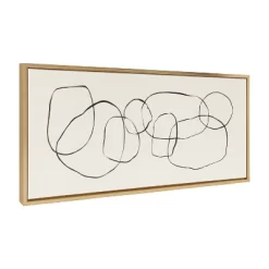 18" X 40" Sylvie Dancing Circles By Teju Reval Of SnazzyHues Framed Wall Canvas Gold - Kate & Laurel All Things Decor