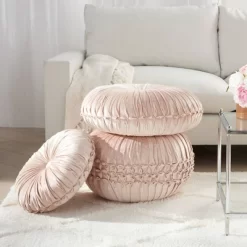 Sofia Pin Tuck Velvet Round Floor Cushion - Mina Victory -Art Wall Deals Store GUEST aa88da33 9956 49b7 bc3b 76dbef040cf4