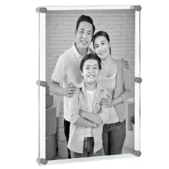 Azar Displays Floating Acrylic Wall Frame With Silver Stand Off Caps: 30" X 40" Graphic Size, Overall Frame Size: 34" X 44", 1-Pack