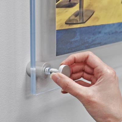 Azar Displays Floating Acrylic Wall Frame With Silver Stand Off Caps: 24" X 36" Graphic Size, Overall Frame Size: 28" X 40", 2-Pack 6 Azar Displays Floating Acrylic Wall Frame With Silver Stand Off Caps: 24" X 36" Graphic Size, Overall Frame Size: 28" X 40", 2-Pack - Image 6