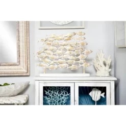 18" X 24" Decorative Coastal Style Carved Metal Fish Sculpture White/Gold - Olivia & May 8 18" X 24" Decorative Coastal Style Carved Metal Fish Sculpture White/Gold - Olivia & May -Art Wall Deals Store GUEST ac829af0 a6a3 45b4 8356 0e6a860f0ce5