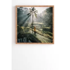Tristan Zhou Rice Terrance Sunrise Bamboo Framed Wall Canvas Green - Deny Designs -Art Wall Deals Store GUEST afc9664a d78b 4069 8bc5 492bb13e77ae