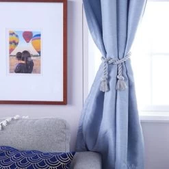 Okuna Outpost 4 Pack Gray Cotton Window Curtain Tiebacks Tie Backs, Rope Holdbacks Holder For Drapes, Home Decor, 29 In