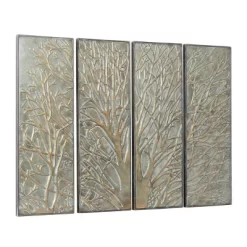 Metal Tree Wall Decor With Embossed Design Set Of 4 Brown - Olivia & May -Art Wall Deals Store GUEST b0d0f8b1 1570 4df9 8c94 2314b05c508b