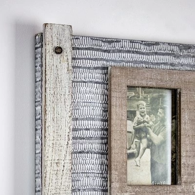 32" X 12" Rustic Wood And Metal Hanging 5 Picture Photo Frame Wall Accent - American Art Decor 2 32" X 12" Rustic Wood And Metal Hanging 5 Picture Photo Frame Wall Accent - American Art Decor - Image 2