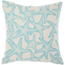 18"x18" Reversible Indoor/Outdoor Starfish And Wave Square Throw Pillow - Mina Victory -Art Wall Deals Store GUEST bac2cb83 4231 4e33 ae8b ecc50dcf1652