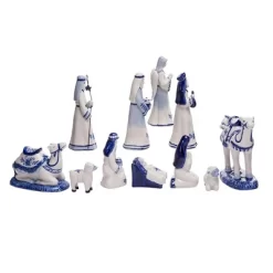 Kurt Adler 1.97-6.7 Inch Porcelain Delft Blue Nativity Set, 11-Piece Set