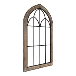 27" X 48" Rennel Window Pane Arch Wall Decor Rustic Brown - Kate And Laurel
