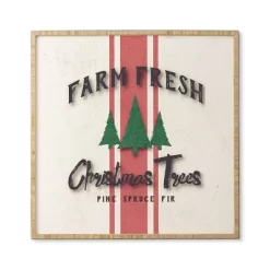 30" X 30" Monika Strigel Farmhouse Shabby Sign Fresh Trees Bamboo Framed Wall Art - Deny Designs