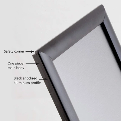 M&T Displays Opti Frame 8.5 X 11 In Wall Mount Front Loading Display Frame W/ Rounded Mitered Corners For Advertisements And Graphics, Black, 5 Count 4 M&T Displays Opti Frame 8.5 X 11 In Wall Mount Front Loading Display Frame W/ Rounded Mitered Corners For Advertisements And Graphics, Black, 5 Count - Image 4