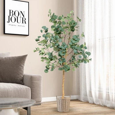 Costway 5.5FT Artificial Tree Fake Eucalyptus Tree For Living Room Office Home Decor 2 Costway 5.5FT Artificial Tree Fake Eucalyptus Tree For Living Room Office Home Decor - Image 2