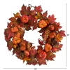 Nearly Natural 24” Autumn Maple Leaves, Pumpkin, Pinecone And Berries Artificial Fall Wreath