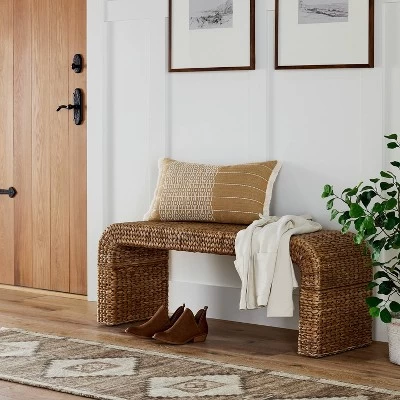 Oversized Embroidered Striped Lumbar Throw Pillow Brown - Threshold™ Designed With Studio McGee 1 Oversized Embroidered Striped Lumbar Throw Pillow Brown - Threshold™ Designed With Studio McGee