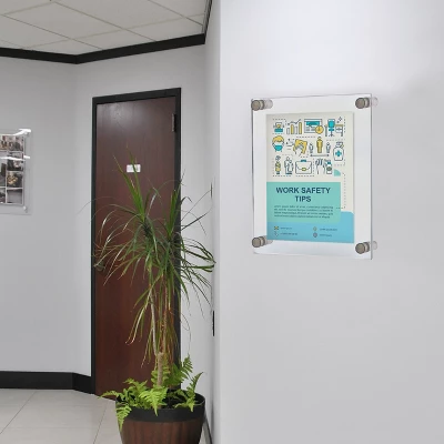 Azar Displays Floating Acrylic Wall Frame With Silver Stand Off Caps: 8.5" X 14" Graphic Size, Overall Frame Size: 12.5" X 18" 4 Azar Displays Floating Acrylic Wall Frame With Silver Stand Off Caps: 8.5" X 14" Graphic Size, Overall Frame Size: 12.5" X 18" - Image 4