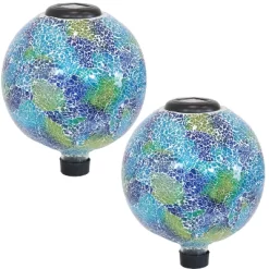 Sunnydaze Decor Sunnydaze Crackled Glass Azul Terra Design Indoor/Outdoor Garden Gazing Globe With LED Solar Light - 10" Diameter - Blue And Green -Art Wall Deals Store GUEST c7b3d05a d05a 4ecf aa5a 97ea1af31360