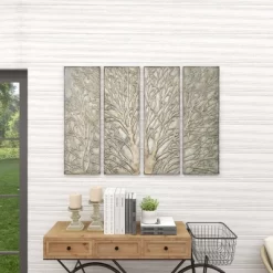 Metal Tree Wall Decor With Embossed Design Set Of 4 Brown - Olivia & May -Art Wall Deals Store GUEST c9a11625 0e99 484f b13b 0f4e511f14a9