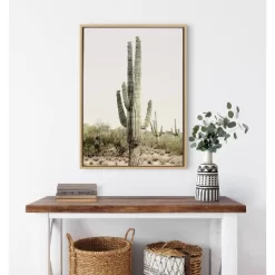 23" X 33" Sylvie Sunrise Cactus Framed Canvas By Amy Peterson Natural - Kate & Laurel All Things Decor -Art Wall Deals Store GUEST cbcc83a6 3485 4008 9153 c0c487d4e01c
