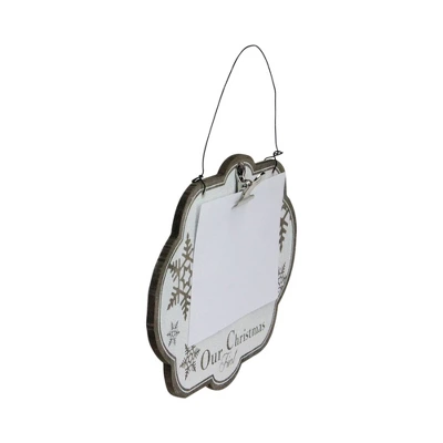 Melrose 9.5" "Our First Christmas" Wooden Picture Frame - Glittery White/Brown 2 Melrose 9.5" "Our First Christmas" Wooden Picture Frame - Glittery White/Brown - Image 2