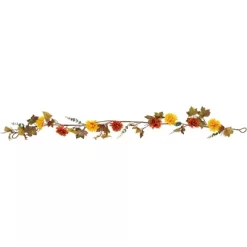 Northlight 5.5' X 6" Autumn Harvest Orange And Yellow Mums With Maple Leaves Garland - Unlit -Art Wall Deals Store GUEST d2928932 d020 4e7c 9193 d90ed6b38134