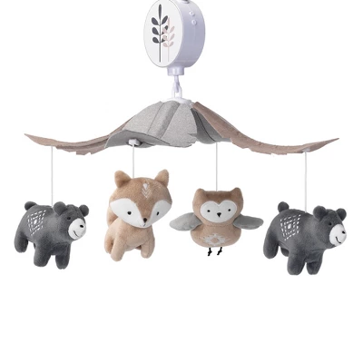 Lambs & Ivy Woodland Forest Gray/Tan Musical Baby Crib Mobile Soother Toy 2 Lambs & Ivy Woodland Forest Gray/Tan Musical Baby Crib Mobile Soother Toy - Image 2