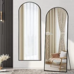 Muselady 63" Height X 20" Width Oversize Arch-Crowned Top Full Length Floor Mirror With Stand-The Pop Home -Art Wall Deals Store GUEST d51f148d 524c 45aa bba6 c85873ada08a