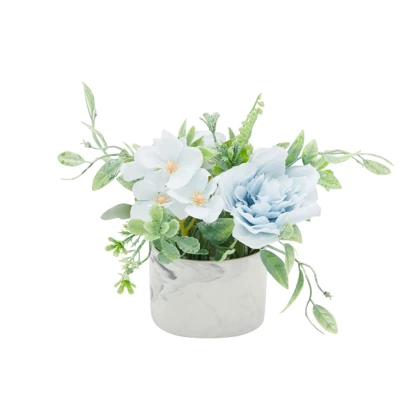Juvale Artificial Hydrangea Ceramic Planter With Stand, Faux Potted Plants 4 Juvale Artificial Hydrangea Ceramic Planter With Stand, Faux Potted Plants - Image 4
