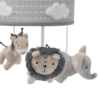 Lambs & Ivy Jungle Safari Musical Baby Crib Mobile - Gray, Beige, White, Animals 3 Lambs & Ivy Jungle Safari Musical Baby Crib Mobile - Gray, Beige, White, Animals - Image 3