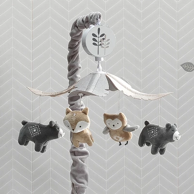 Lambs & Ivy Woodland Forest Gray/Tan Musical Baby Crib Mobile Soother Toy 4 Lambs & Ivy Woodland Forest Gray/Tan Musical Baby Crib Mobile Soother Toy - Image 4