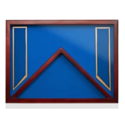 Reminded Military Shadow Box Display Case For Medals & Burial Flag - Solid Wood Cabinet With Velvet Insert