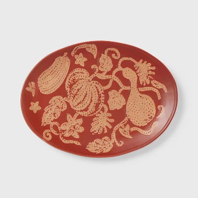 Medium Ceramic Serving Platter Rust - Threshold™ 2 Medium Ceramic Serving Platter Rust - Threshold™ - Image 2