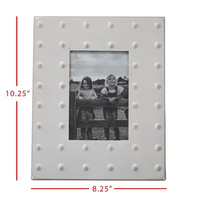 Cream Bubble Pattern 4x6 Inch Enamel Metal Decorative Picture Frame - Foreside Home & Garden 5 Cream Bubble Pattern 4x6 Inch Enamel Metal Decorative Picture Frame - Foreside Home & Garden - Image 5