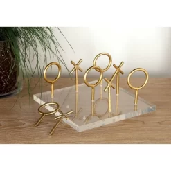 8" X 5" Glam Style Metallic Tic Tac Toe Game Set On Clear Acrylic Board Gold - CosmoLiving By Cosmopolitan