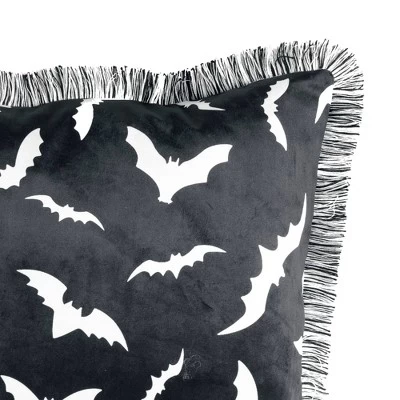 18"x18" Swarm Of Bats Halloween Square Throw Pillow Black - Lush Décor 2 18"x18" Swarm Of Bats Halloween Square Throw Pillow Black - Lush Décor - Image 2