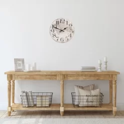 Northlight 12" Ivory And Black Battery Operated Round Wall Clock With World Globe Design